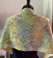 Chartreuse bouquet Charmeuse Silk 72x14” bold fun. This beautiful silk makes a unique dresser cover and scarf